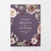 Invitation Trois Volets Citrouille neutre Floral QR Code Pale Purple Maria (Page de couverture)