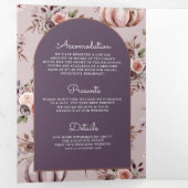 Invitation Trois Volets Citrouille neutre Floral QR Code Pale Purple Maria (Intérieur en premier)