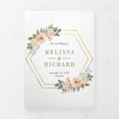 Invitation Trois Volets Citrouille vert Sage et Mariage floral Dusty Peach (Page de couverture)