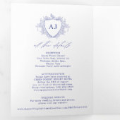 Invitation Trois Volets Classic blue French floral QR code wedding (Intérieur en premier)