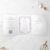 Invitation Trois Volets Classic French Victorian Lavender Floral Wedding (Intérieur)