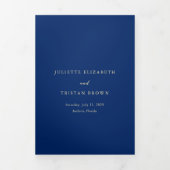 Invitation Trois Volets Classic Navy and Cream Elegant All In One Wedding (Page de couverture)