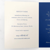 Invitation Trois Volets Classic Navy and Cream Elegant All In One Wedding (Intérieur en premier)