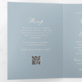 Invitation Trois Volets Classique bleu rouillé QR Code élégant mariage (Intérieur en premier)