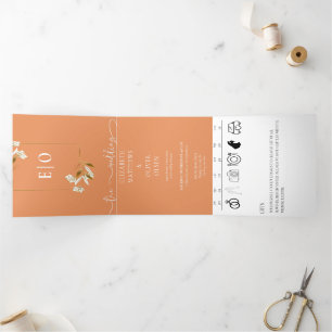 Invitation Trois Volets Classique Moderne Traditionnel   Abricot    Mariag