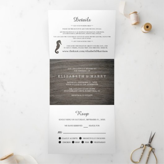 Invitation Trois Volets Clay Seahorse Mariage Suite (Intérieur)