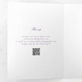 Invitation Trois Volets Clean Purple QR Code Mariage élégant (Intérieur en premier)
