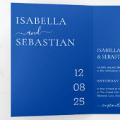 Invitation Trois Volets Cobalt Blue All-in-One Wedding (Intérieur en premier)