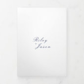 Invitation Trois Volets Code QR Bleu Marine Élégant Mariage Propre (Page de couverture)