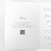 Invitation Trois Volets Code QR Bleu Marine Élégant Mariage Propre (Intérieur en premier)