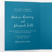 Invitation Trois Volets Code QR bleu moderne Mariage simple (Intérieur en premier)