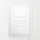 Invitation Trois Volets Code QR Bleu Poussiéreux Traditionnel Mariage Inte (Page de couverture)