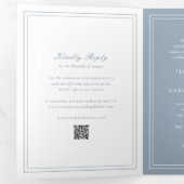 Invitation Trois Volets Code QR Bleu Poussiéreux Traditionnel Mariage Inte (Intérieur en premier)
