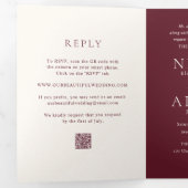 Invitation Trois Volets Code QR Burgundy Classique Mariage Élégant (Intérieur en premier)