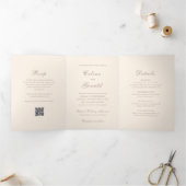 Invitation Trois Volets Code QR classique neutre Sandy Mariage élégant (Intérieur)