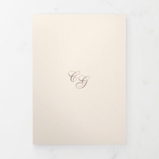 Invitation Trois Volets Code QR classique neutre Sandy Mariage élégant (Page de couverture)