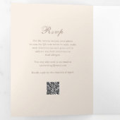Invitation Trois Volets Code QR classique neutre Sandy Mariage élégant (Intérieur en premier)