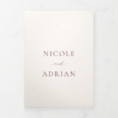 Invitation Trois Volets Code QR de Bourgogne classique Mariage élégant (Page de couverture)