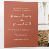 Invitation Trois Volets Code QR de cuivre moderne Mariage simple (Intérieur en premier)