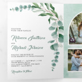 Invitation Trois Volets Code QR de mariage avec collage de photos de branc (Intérieur en premier)