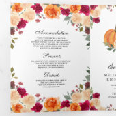 Invitation Trois Volets Code QR de mariage Citrouille Orange Brûlée (Intérieur en premier)