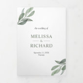 Invitation Trois Volets Code QR de mariage de branche de feuilles d'olive  (Page de couverture)