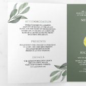 Invitation Trois Volets Code QR de mariage de branche de feuilles d'olive  (Intérieur en premier)