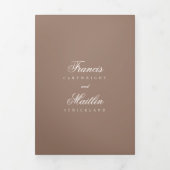 Invitation Trois Volets Code QR de mariage élégant marron romantique (Page de couverture)