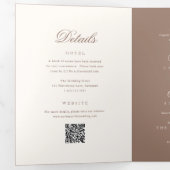 Invitation Trois Volets Code QR de mariage élégant marron romantique (Intérieur en premier)