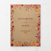 Invitation Trois Volets Code QR de mariage photo 2 automne rustique Tomber (Page de couverture)