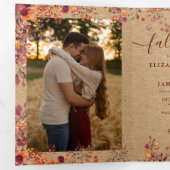 Invitation Trois Volets Code QR de mariage photo 2 automne rustique Tomber (Intérieur en premier)
