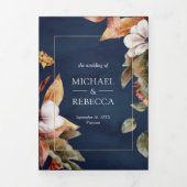 Invitation Trois Volets Code QR de mariage rustique boho citrouille marine (Page de couverture)
