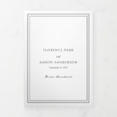 Invitation Trois Volets Code QR de mariage traditionnel noir et blanc (Page de couverture)