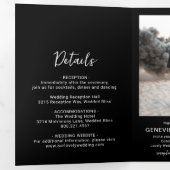 Invitation Trois Volets Code QR de photo noir propre mariage moderne (Intérieur en premier)