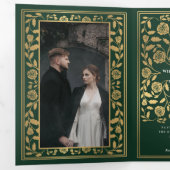Invitation Trois Volets Code QR du Mariage d'épée médiévale verte (Intérieur en premier)