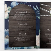 Invitation Trois Volets Code QR du pot Mason de pivoine bleu poussiéreux M (Intérieur en premier)