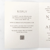 Invitation Trois Volets Code QR Élégant Mariage Ivoire Classique (Intérieur en premier)