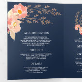 Invitation Trois Volets Code QR Fleurs de mariage Bohème Orchidée pêche bl (Intérieur en premier)