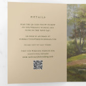 Invitation Trois Volets Code QR Forêt Rustique Élégant Mariage (Intérieur en premier)
