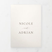 Invitation Trois Volets Code QR ivoire classique Mariage élégant (Page de couverture)