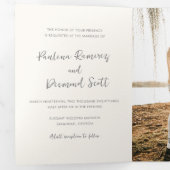 Invitation Trois Volets Code QR ivoire moderne Mariage simple (Intérieur en premier)