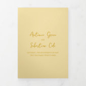 Invitation Trois Volets Code QR Jaune Beurre Élégant Mariage Moderne (Page de couverture)