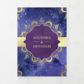 Invitation Trois Volets Code QR Mandala Galaxie Tournesol Mariage Indien (Page de couverture)