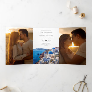 Invitation Trois Volets Code QR mariage à Santorin Grèce 3 Photo