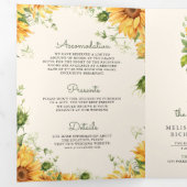 Invitation Trois Volets Code QR Mariage Pot Mason Tournesols Crème (Intérieur en premier)