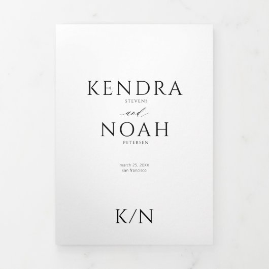 Invitation Trois Volets Code QR moderne simple PHOTO mariage élégant (Page de couverture)