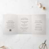 Invitation Trois Volets Code QR neutre propre Mariage élégant (Intérieur)