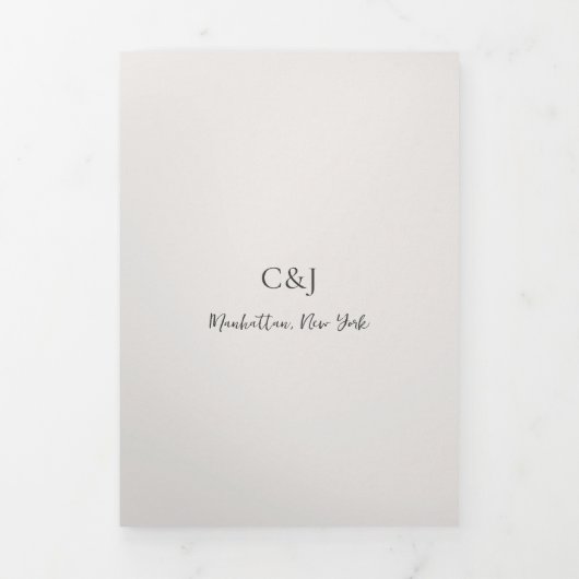 Invitation Trois Volets Code QR neutre propre Mariage élégant (Page de couverture)