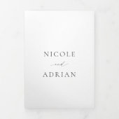 Invitation Trois Volets Code QR noir et blanc classique Élégant mariage (Page de couverture)