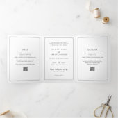 Invitation Trois Volets Code QR noir et blanc intemporel Mariage élégant (Intérieur)